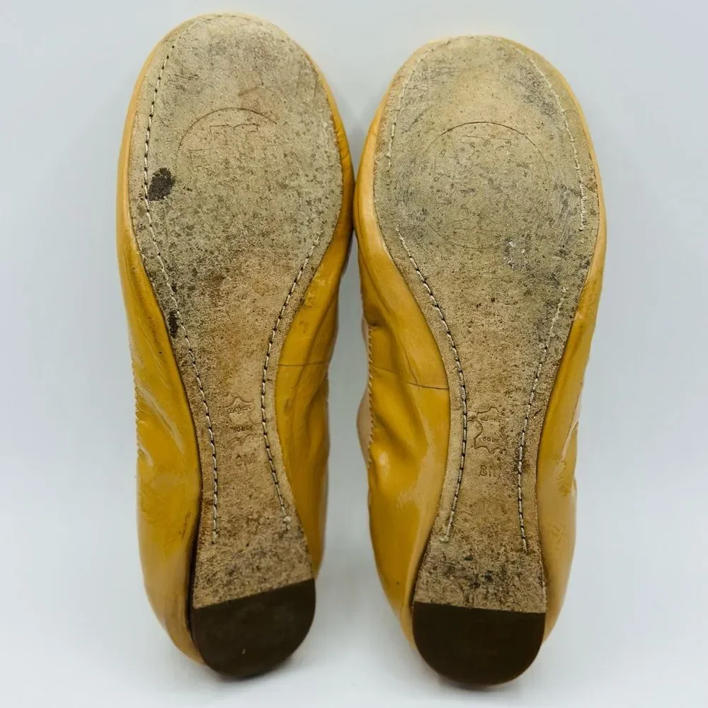 Tory Burch Women's Carolina Tan Patent Leather Ballet Flats Size 8
